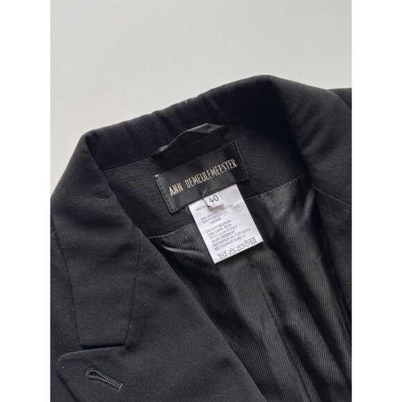 ANN DEMEULEMEESTER Black Rayon Wool Single Breasted Blazer, Size 40/S - Picture 13 of 16